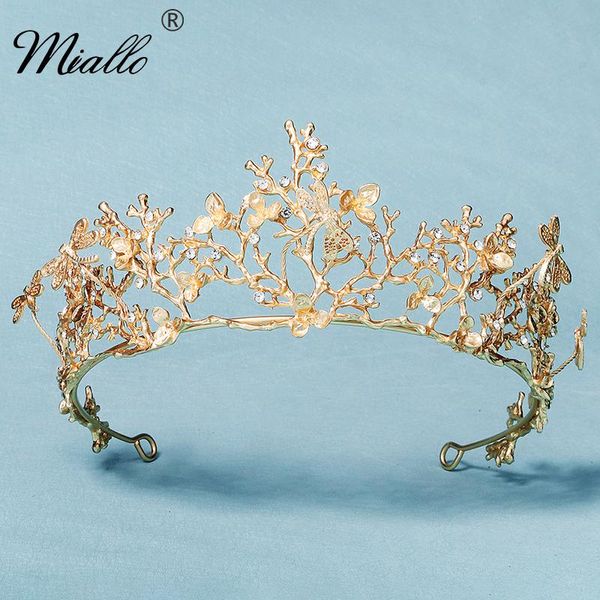 

hair clips & barrettes miallo dragonfly crown bridal wedding jewelry rhinestone tiaras and crowns for women accessories party headpiece head, Golden;silver