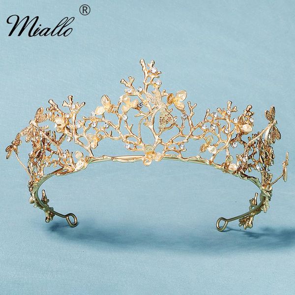 

hair clips & barrettes miallo dragonfly crown bridal wedding jewelry rhinestone tiaras and crowns for women accessories party headpiece head, Golden;silver