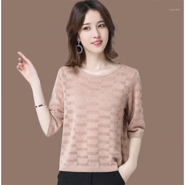 

women's t-shirt cotton blend plain hollow thin knitted women t-shirts sweet summer solid student unique half sleeve top, White