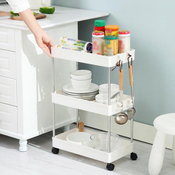 

hooks & rails 2/3/4 layer kitchen storage carts wheels trolley bathroom organization cart shelves accessories