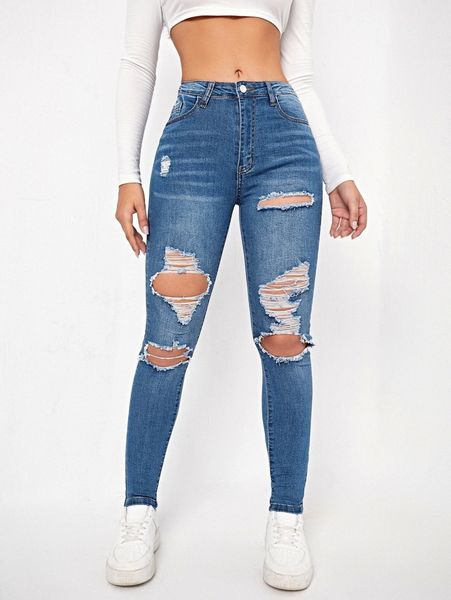 

ripped zipper up skinny jeans u0ap#, Blue