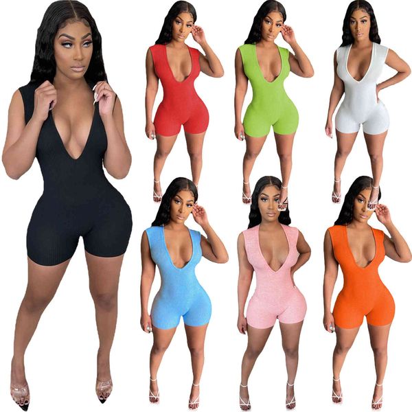 

desinger women jumpsuits shorts rompers bodysuit workout skinny sleeveless v-neck onesies comfortable cloth ladies yoga clothing, Black;white