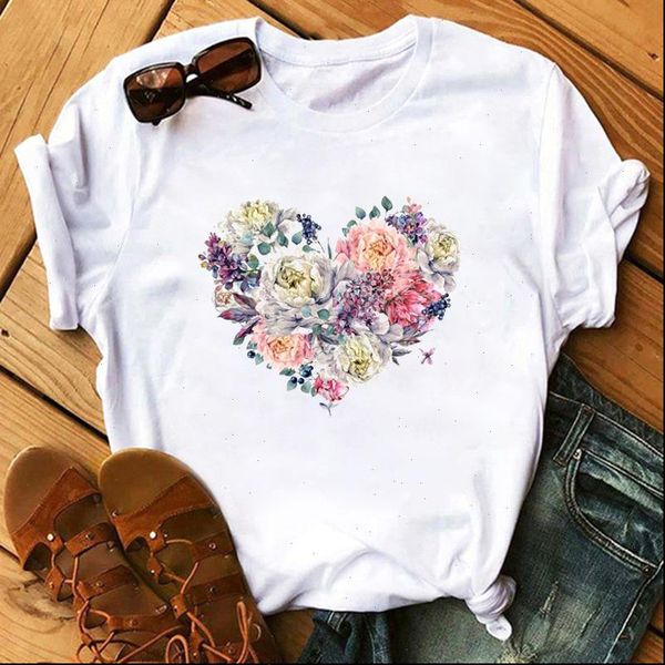 

harajuku women t shirts shirt summer casual tees all match heart kawaii short sleeve female, White