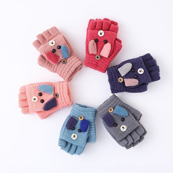 

vch children' autumn winter mittens warm hal inger warm glovesgloves and gloveslip dual purpose baby cute cartoon boys and girls five, Blue;gray