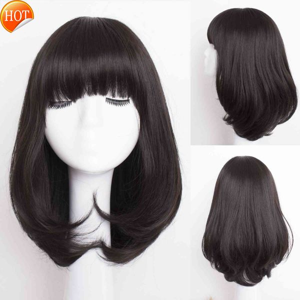 

wig female short hair curly pear flower head set natural fluffy, Black