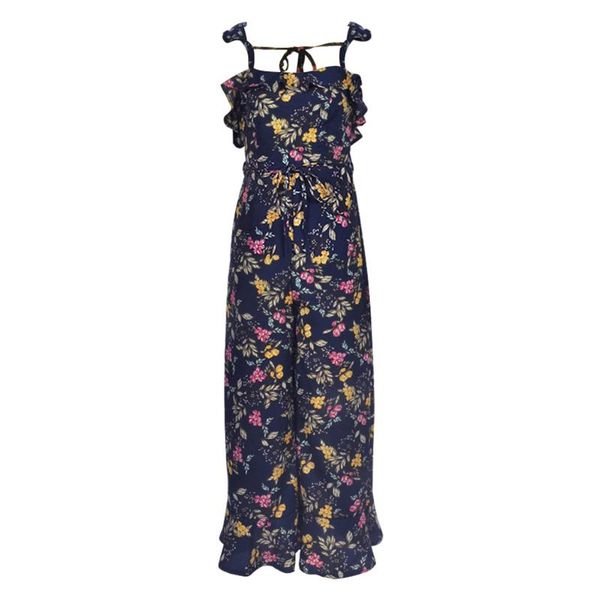 

women's jumpsuits & rompers women daily summer jumpsuit loose floral print polyester long pants one piece ruffled wide leg casual spagh, Black;white