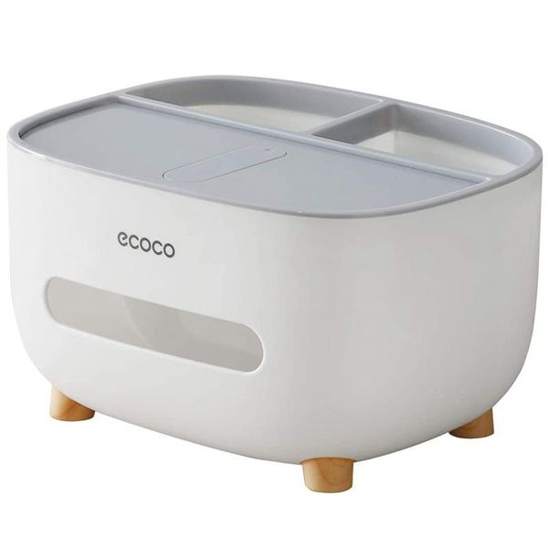 

tissue boxes & napkins ecoco box cover holder with storage, napkin box, multi-function abs material storage organizer caddy