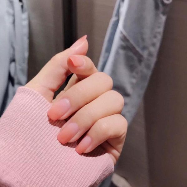 

false nails 24pcs sweet pink frosted matte fake nail girls women fashion wearable square head short artificial art tips, Red;gold