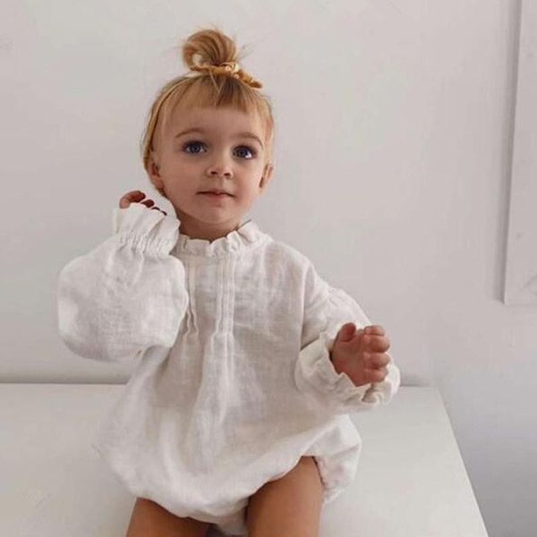 

clothing sets infant baby boys girls pure color rompers 0-2yrs spring autumn kids boy girl loose clothes, White