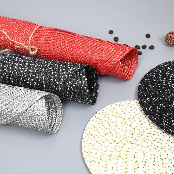 

mats & pads w19 round placemats natural corn straw woven dining table heat insulation pot holder cup coasters kitchen accessories