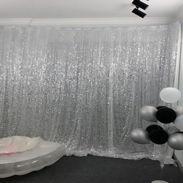 Parti Dekorasyon 10ftx20ft Gümüş Bling Pullu Perde Düğün Backdrop Fotoğraf Booth Doğum Günü Olay Fotoğraf Arka Plan Örtü Bebek Duş Duvar Dekor