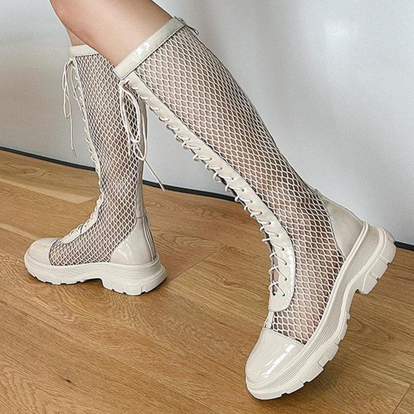 

fashion trend shoes woman heels genuine leather chunky summer boots for women back zipper knee high, Black