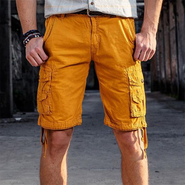 

mens military cargo shorts 2021 brand tactical men knee pocket cotton loose work homme casual short pants plus size40 men's, White;black