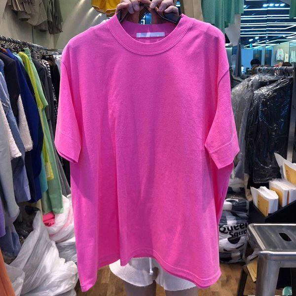 

summer women's shirt korean round neck candy color split t-shirt loose and versatile female short-sleeved lh405, White