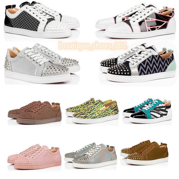 

luxury designers shoes women mens designer shooes red bottoms genuine leather bottom spikes shoe loafers trainers platform sneakers, Black