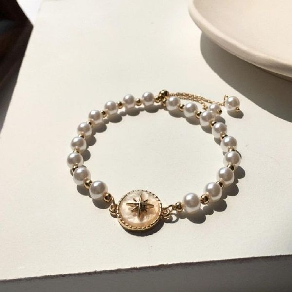 

link, chain individual creativity european style design pearl bracelet, Black
