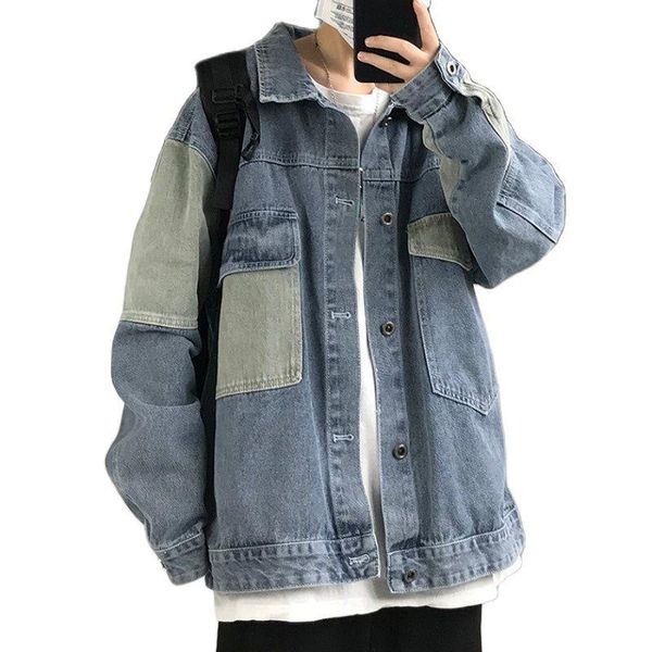 

men's jackets fashion clothing male korean loose handsome tooling casual clothes for teenagers oversized denim jacket man, Black;brown