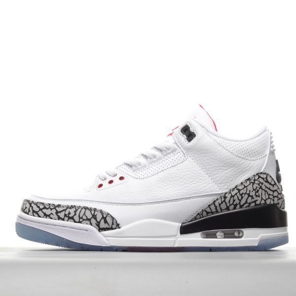 

men's and women's basketball shoes jumpman 3s white cement breathable 36-46