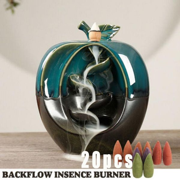 

fragrance lamps with 20 pcs backflow incense cones fruit shape viewing retro handmade porcelain ceramic home craft decoration