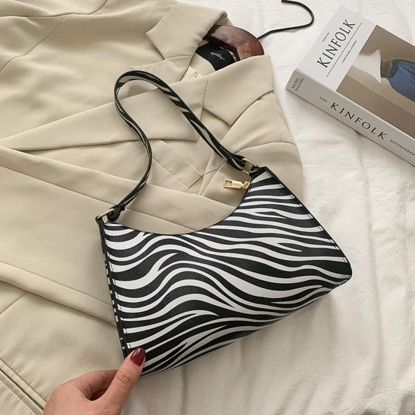 

evening bags female daily design baguette totes purse pouc fashion zebra print women luxury handbag pu leather simple underarm shoulder