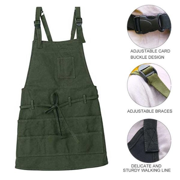 

aprons workshop 9 pocket waterproof dustproof utility with bucket for arts gardening work repair painting
