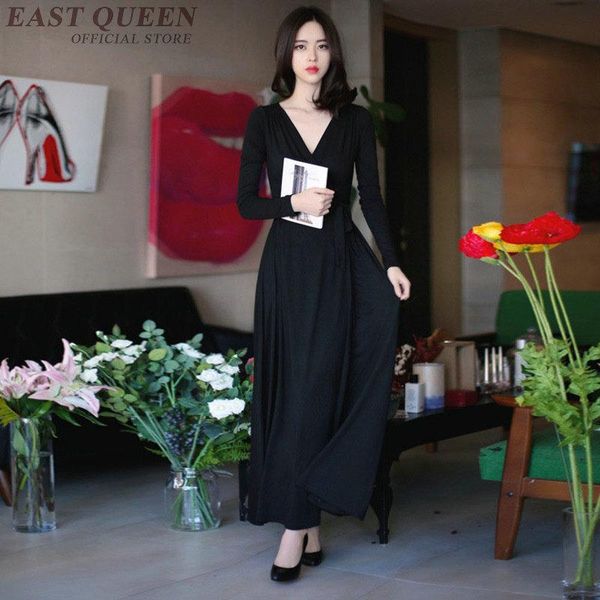 

casual dresses women summer long dress v-neck loose solid tunic autumn natural short sleeve ankle-length clothes 3283 f, Black;gray