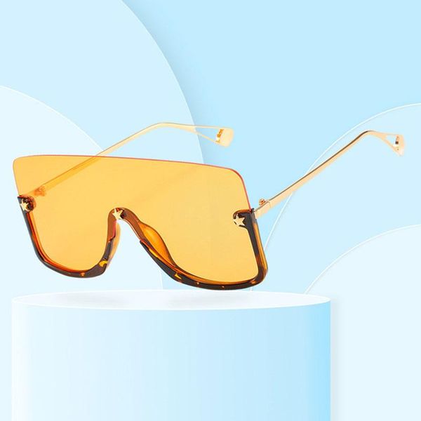 

outdoor eyewear driving glasses oversized goggle one piece sunglasses women men half frame vintage yellow stars sun female