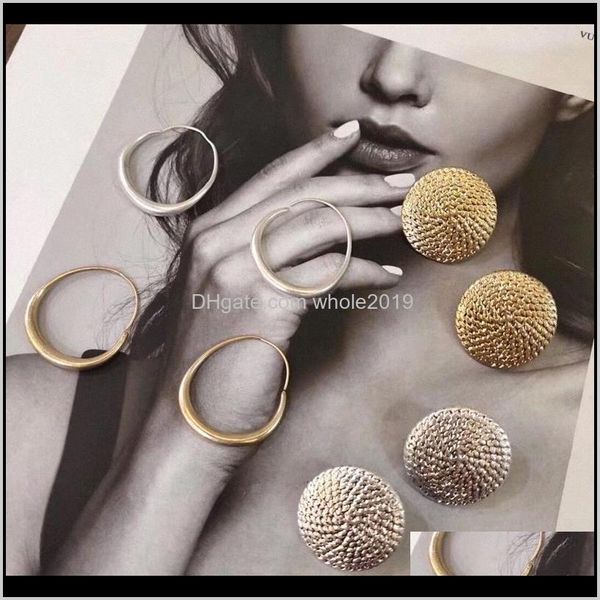 

& hie jewelry drop delivery 2021 mengjiqiao punk simple design metal circle hoop earrings for women piercingj ewelry geometric round brincos, Golden;silver