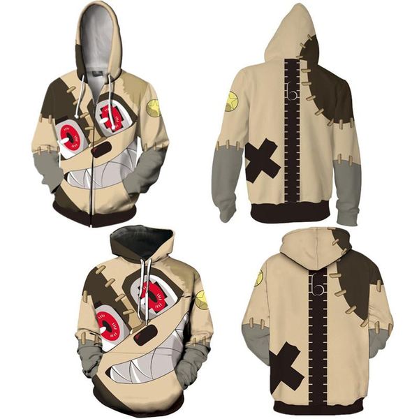 

men's hoodies & sweatshirts gleipnir anime cosplay costume zipper hooded sweatshirt harajuku cartoon autumn winter long sleeved funny, Black