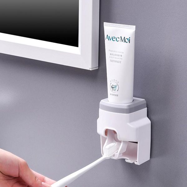 

bath accessory set creative wall-mounted automatic toothpaste dispenser bathroom accessories waterproof lazy extruder toothbrush holder