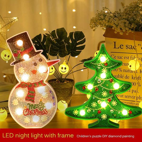 

strings creative handmade lamp diamond painting led light diy christmas tree snowman full special drill shinny beads