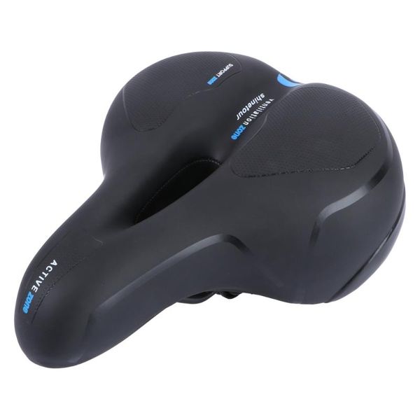 

bike saddles durable seat absorbing comfortable wide padded replacement saddle (blue)