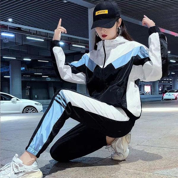 

pieces set women's tracksuit oversize hoodie long sleeve + jogging pants suit female letter sporting suits wives two piece, White