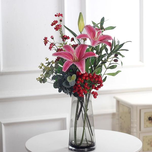 

decorative flowers & wreaths film feel single lily imitation flower fake silk living room floor decoration floral arrangement