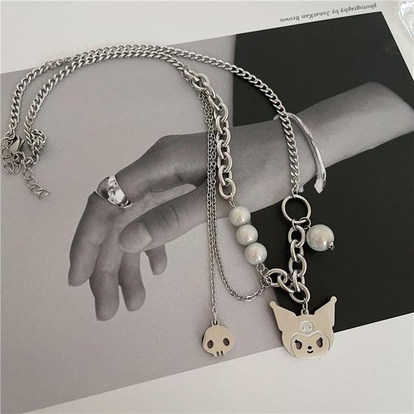 

pendant necklaces lucky cat silver color fashion women girl trendy men charm boy links skull chain dog necklace wn29
