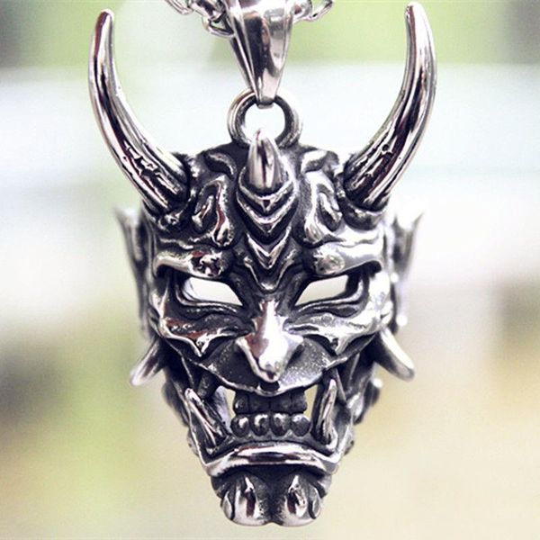 

chains retro triangle ghost prajna pendant men's necklace personality trendy nightclub hip hop jewelry accessories, Silver