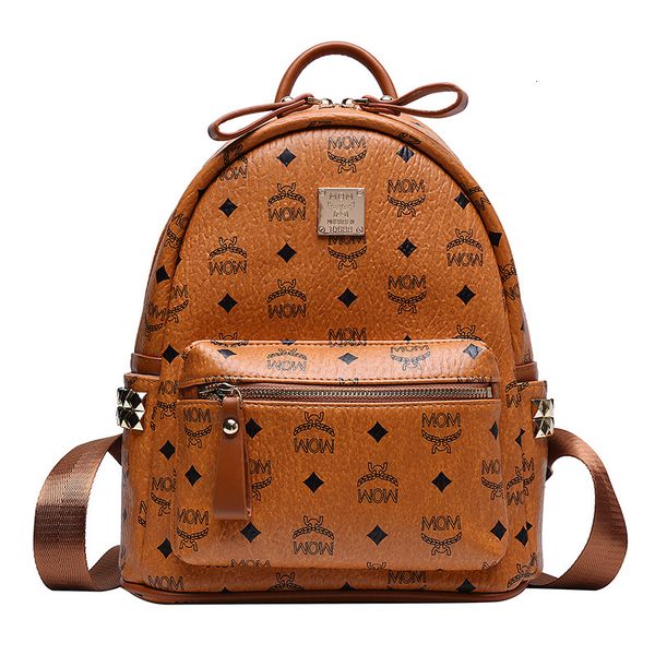 

backpack women's wallet large capacity m family classic letter printing side rivet pu leather fashion leisure schoolbag 1 nu9k, Black;red