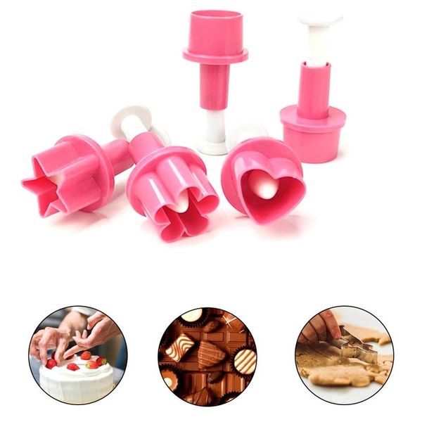 

baking moulds 5pcs/set cookie cutter cake mold star button plum heart biscuit fondant diy stamping mould sugarcraft decorating tools