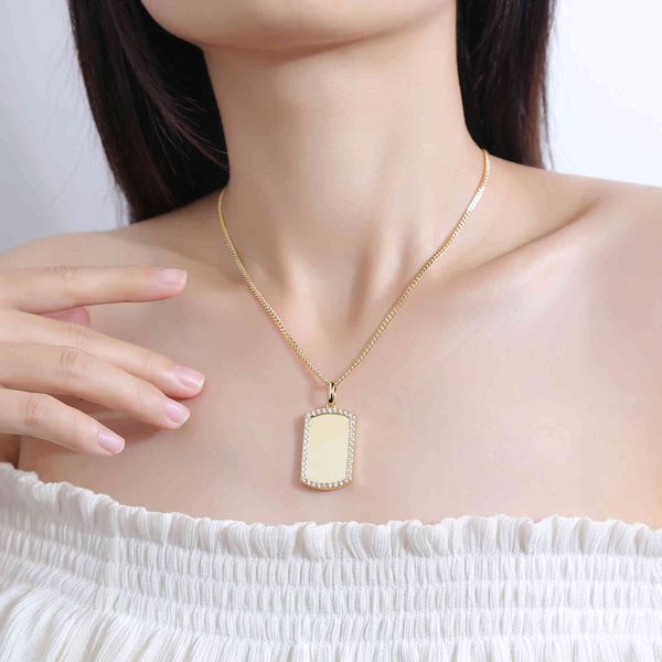 

sample custom square pendant gold cuban link chain necklace for engagement, Black