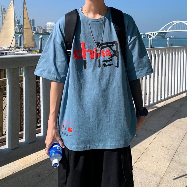 

shirts clothing casual tshirt man streetwear cool tee print 2021 simple o neck stretch summer cotton short men's t-shirts, White;black