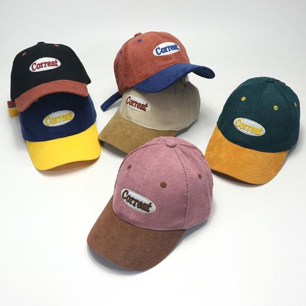 

del bambino della ragazza ragazzo cappelli lettera morbido velluto a coste sunhat gronda berretto da baseball cappello d caps & hats, Yellow