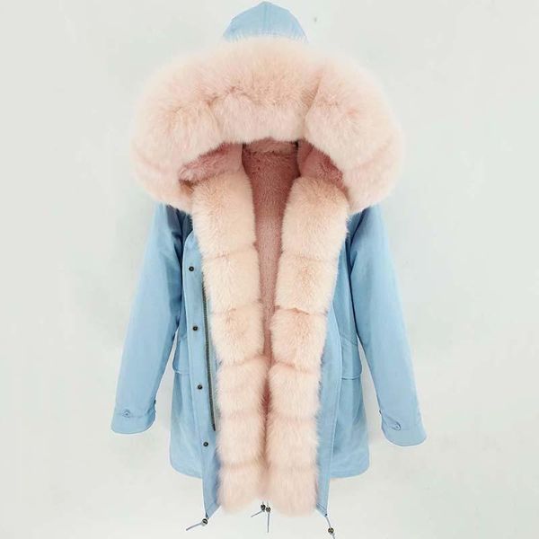 

women's fur & faux winter women long casual coat jacket parka liner thick warm natural big collar detachable outerwear, Black