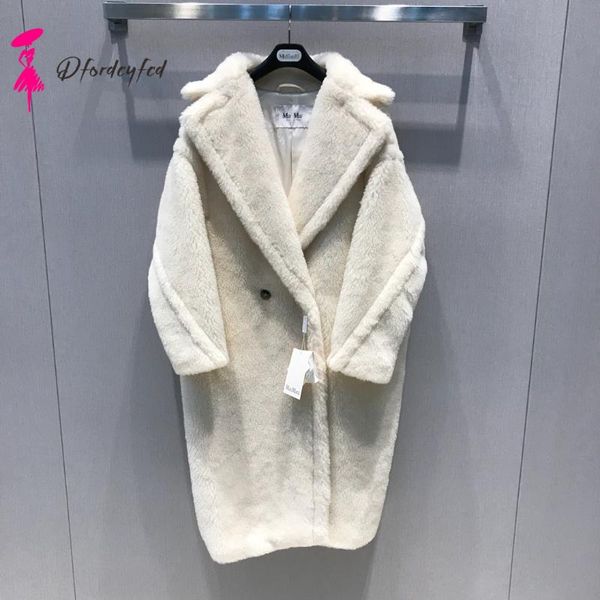 

women's fur & faux 2021 wool coat winter thicken vanilla albino camel teddy bear women alpaca z500, Black