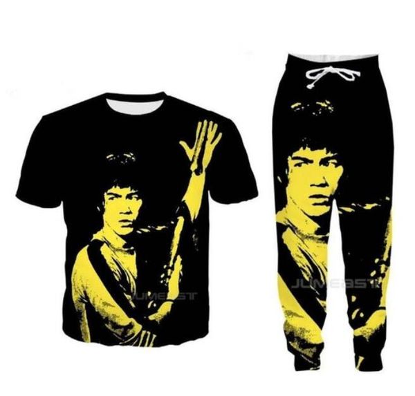Großhandel - 2022 Neue Mode Bruce Lee 3D All Over Print Trainingsanzüge T-Shirt + Jogger Hosenanzug Damen Herren @09