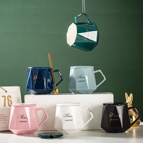 

mugs selling ceramic cup with cover spoon creative drink coffee household summer gift box mark heat resistantmilkcup