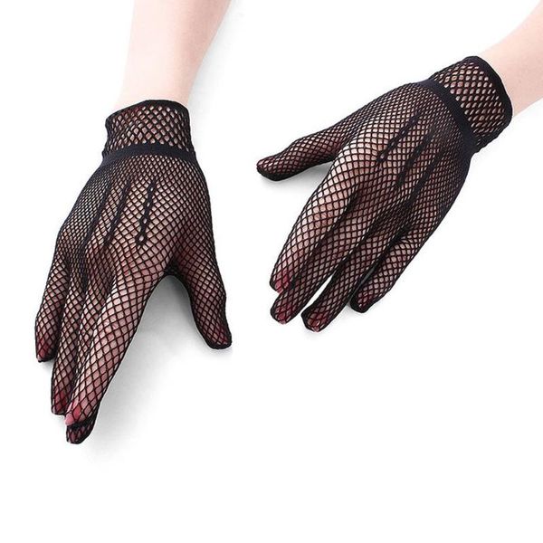 

bridal gloves 1pair bride wedding party mesh fishnet full cover driving, White