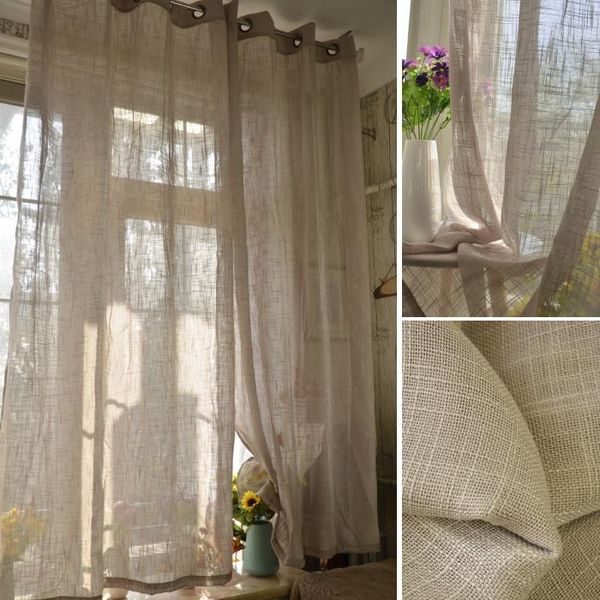 

curtain & drapes nordic style khaki thick linen living room grommet finished