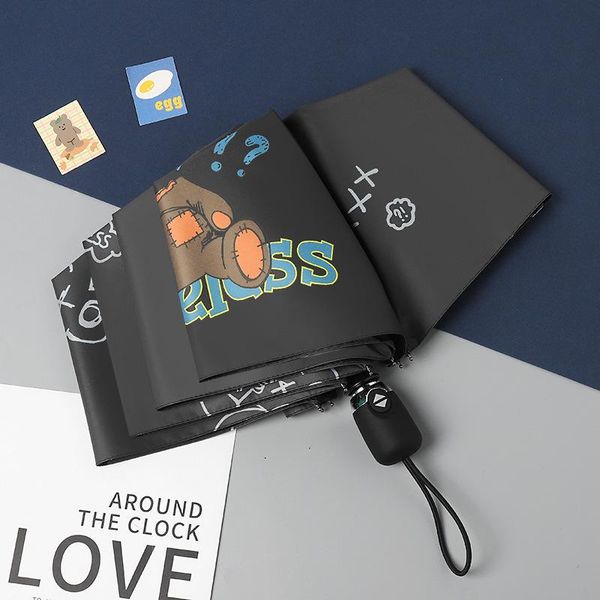 

umbrellas patch bear cartoon creative automatic umbrella female rain and sun dual-use anti-ultraviolet sunshade male