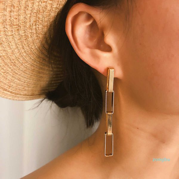

fashion accessories simple versatile geometric square tassel earrings female, Silver