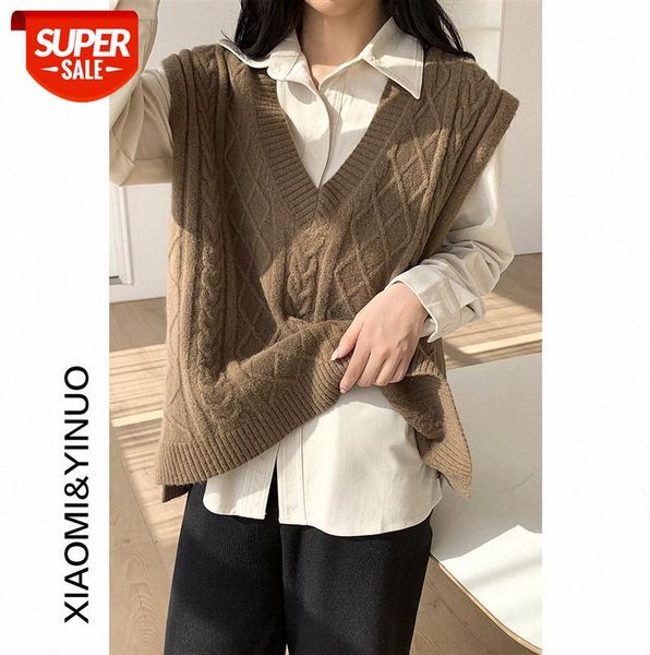 

[ou fan] 7701 knitted vest waistcoat women wearing korean v-neck #tq3y, Black;gray